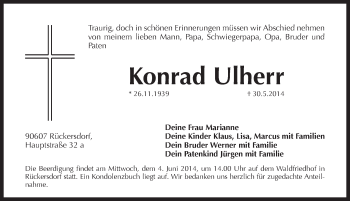 Traueranzeige von Konrad Ulherr von Pegnitz-Zeitung